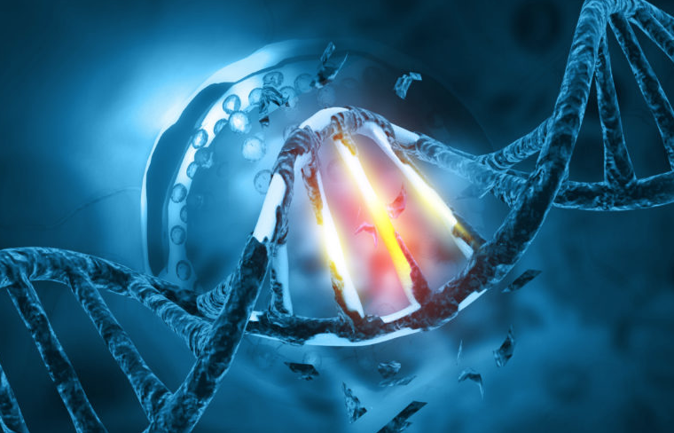 3D illustration of a mutated or damaged DNA strand