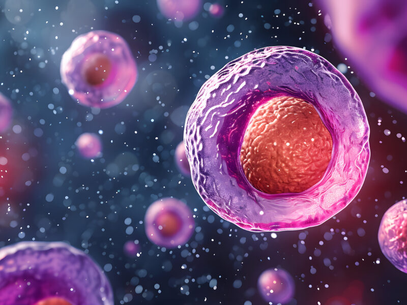 Human (animal) cell under microscope. 3d illustration
